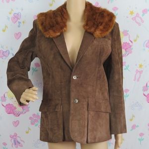 Vintage Cesarani Leather Jacket Real Fur 70s 80s Rad 90s Retro Cute